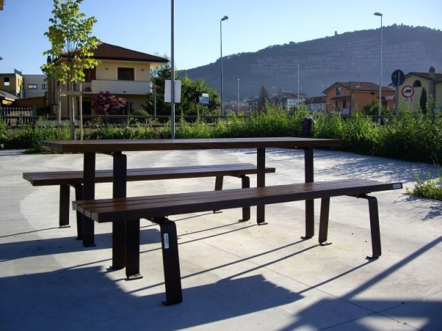 euroform w - street furniture - robust bench made of high quality wood for urban spaces - minimalist wooden seating for outdoors - high quality designer street furniture - hardwood bench for picnics 